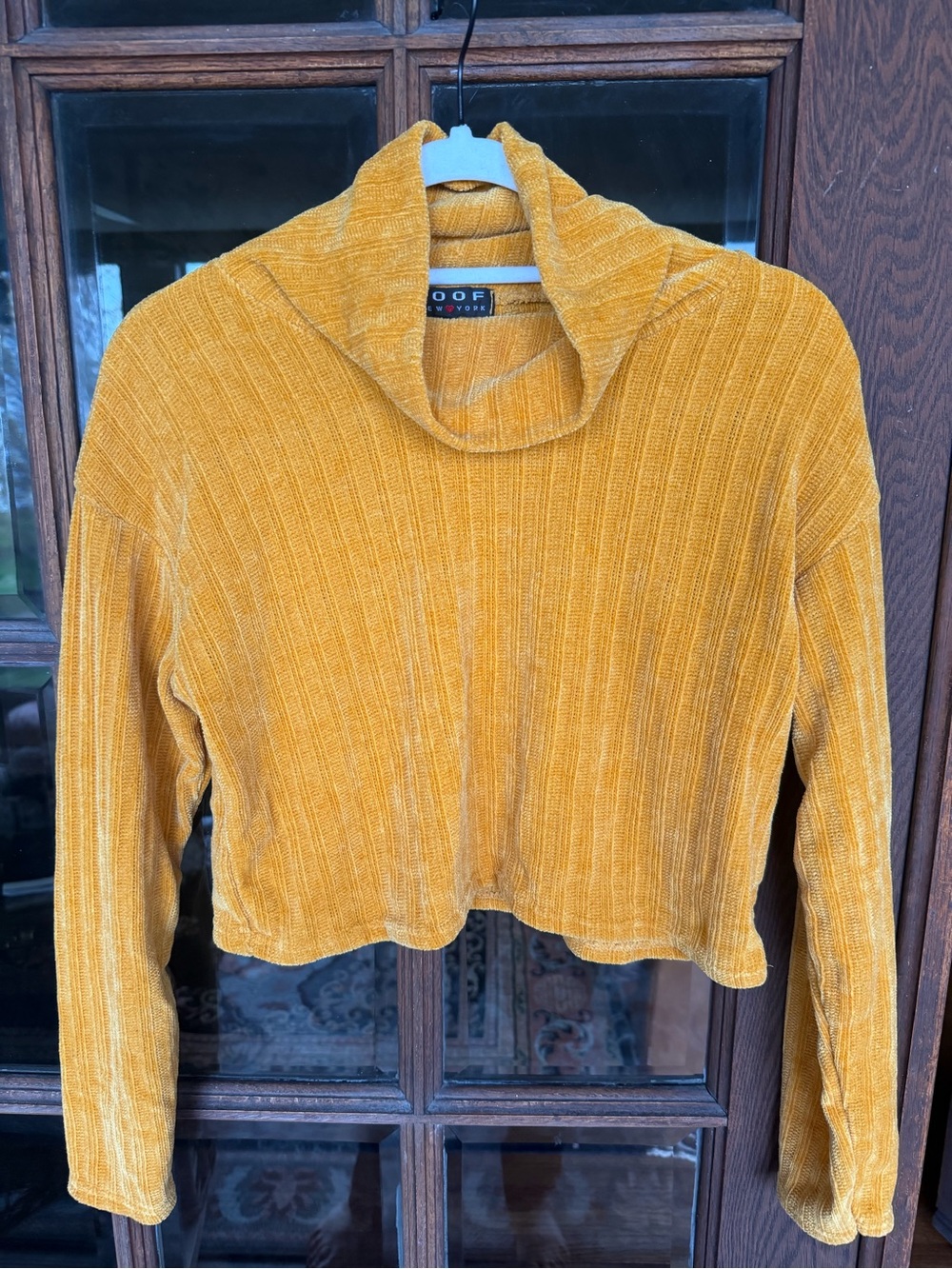 Yellow Chenille Cropped Turtleneck Sweater 💛